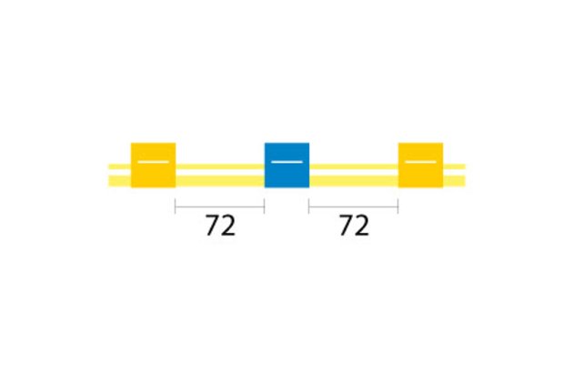 PharMed peristaltické hadičky, 3 zarážky, 72 mm, 1.52mm ID žlutá/modrá (1.52-PH-3)